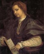 Andrea del Sarto Portrait of girl holding the book oil painting artist